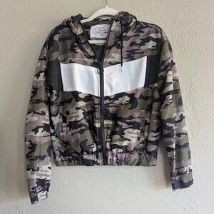 Orange Kiss Camo Colorblock Windbreaker Jacket | Size Small